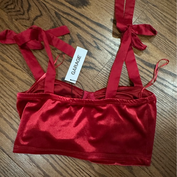 Garage red cropped velvet top with tag - size - xs - Picture 3 of 4